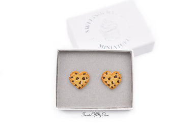 Heart Chocolate Chip Cookies - Stud Earrings - MTO